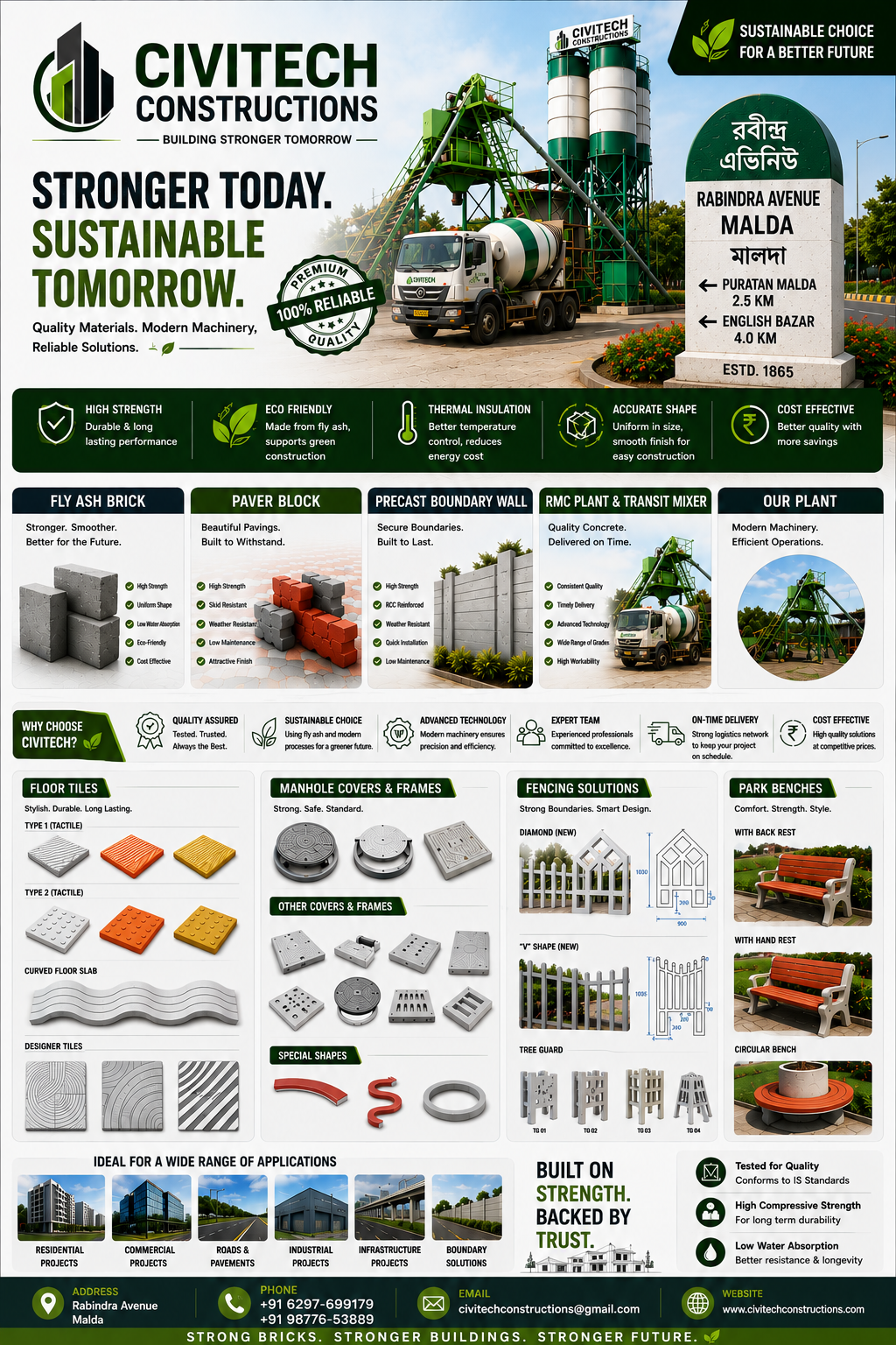 We have batching plant, skilled labours and many more in our company 