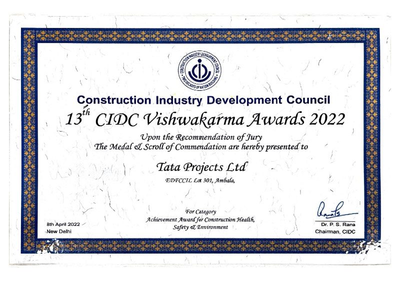 Achievement Award for Construction Health Safety Environment 1
