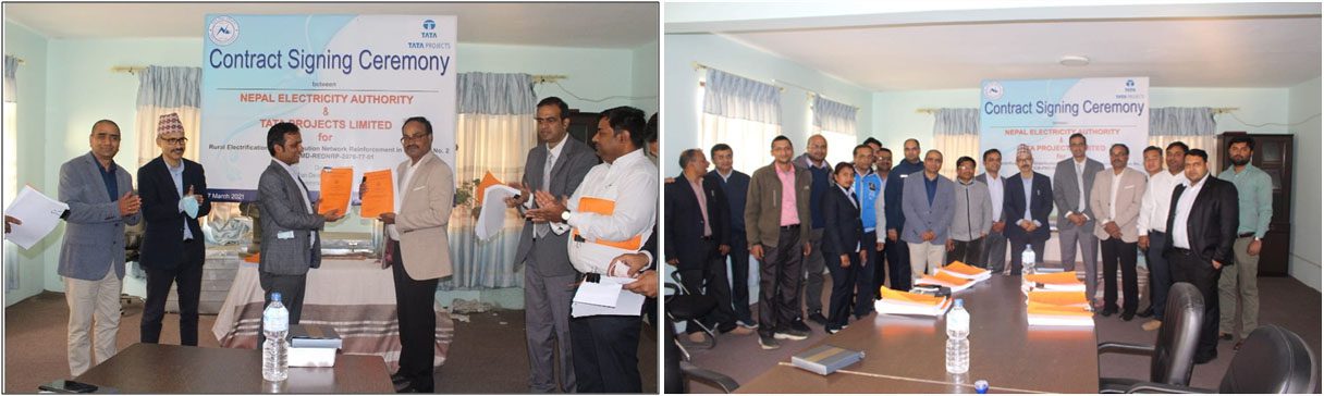Contract Signing Ceremony between officials from Nepal Electricity Authority & Tata Projects Ltd